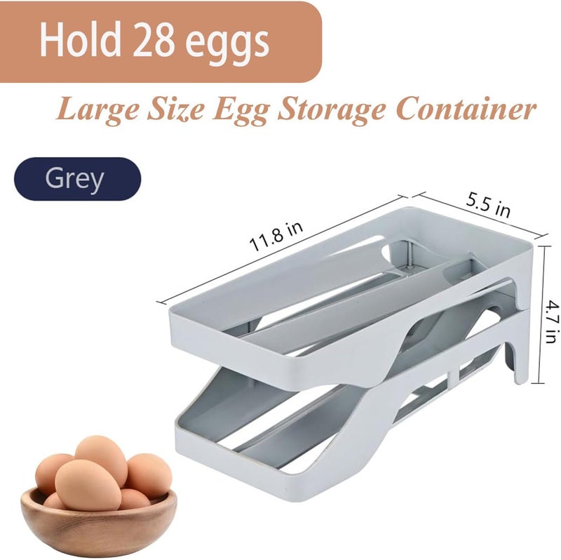 Micyples Egg Holder for Fridge,Automatic Rolling Egg Dispenser for Refrigerator Organizers and Storage,28 Egg Tray For Refrigeratorand Space Saving Storage for Gathering Fresh Egg Holder Countertop(grey) - Image 4